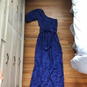 One shoulder Rebecca Taylor silk snake print maxi